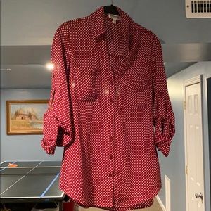 Red button down